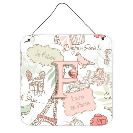 Carolines Treasures Letter F Love In Paris Pink Wall and Door Hanging Prints CJ2002-FDS66